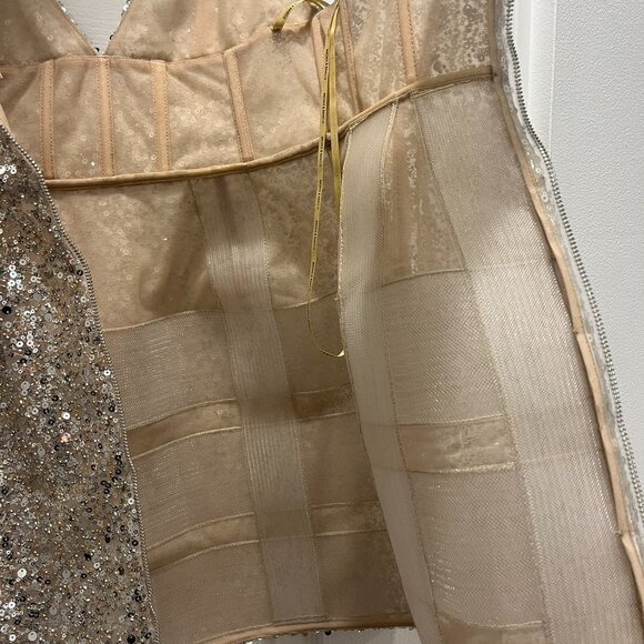 Bronx and Banco Tessa Mini Dress Silver Sequin Mini Dress Size M - Picture 9 of 10